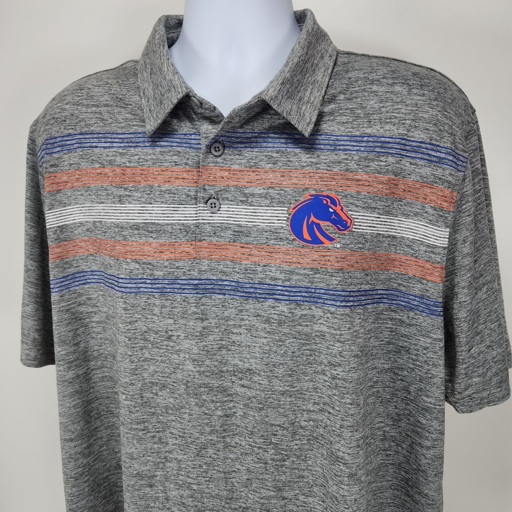 Captivating Apparel BSU Boise Sate Broncos Gray Polo Shirt Size‎ 2XL Men's EUC